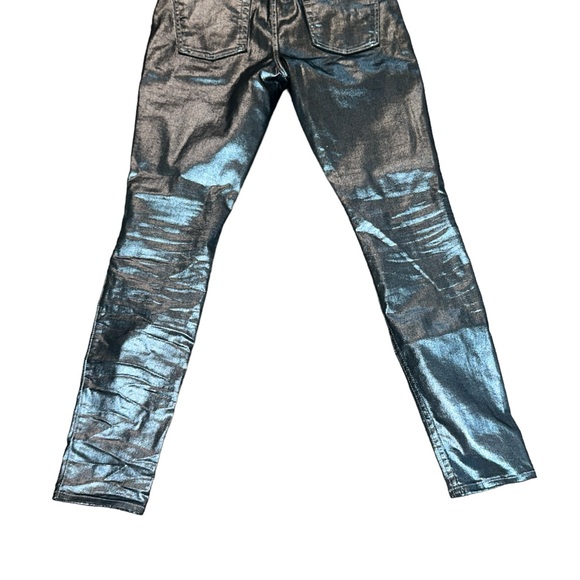 7 For All Mankind The Skinny Liquid Metallic Blue Gray Pewter Jeans USA Size 29 - Picture 2 of 9